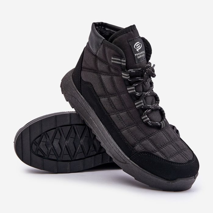 Zateplené pánské zimní boty na šněrování Progress PROGJ-24-153 Černá 1