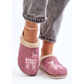 Dámské pantofle se soby a kožešinou Inblu CT000034 Pink růžový 6
