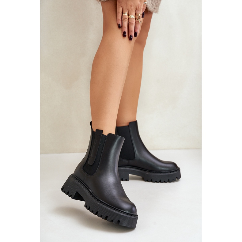 Kožené zateplené dámské Chelsea Boots Big Star OO274A386 Černá 2 Kožené zateplené dámské Chelsea Boots Big Star OO274A386 Černá 2