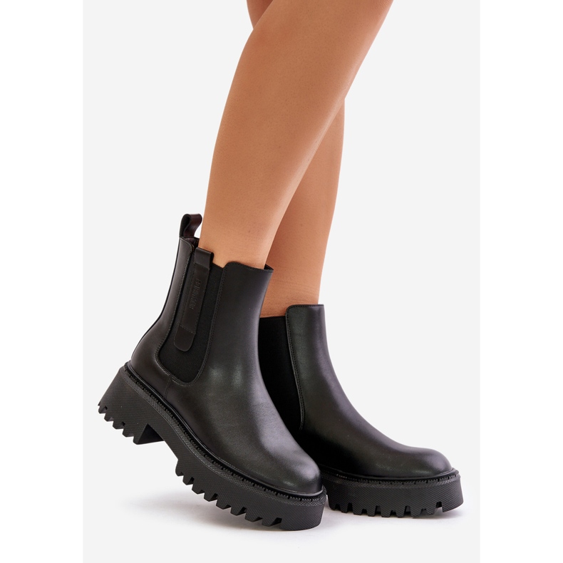 Kožené zateplené dámské Chelsea Boots Big Star OO274A386 Černá 1