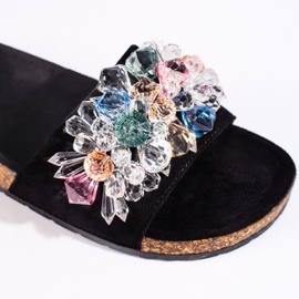 Dámské černé semišové pantofle černá 2