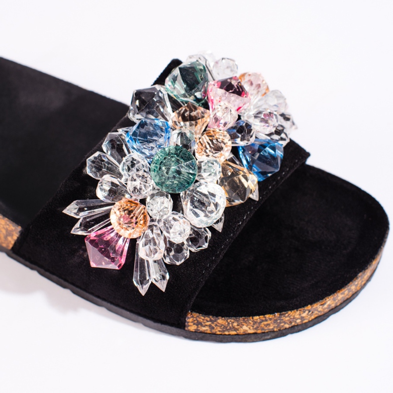 Dámské černé semišové pantofle černá 2