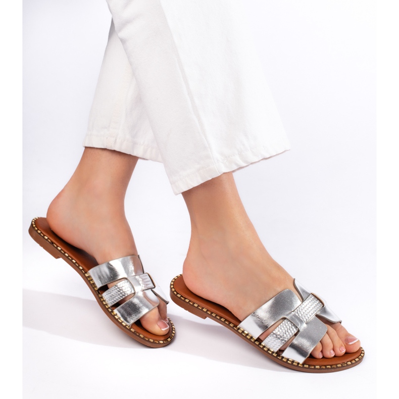 Stříbrné dámské žabky stříbrný 1