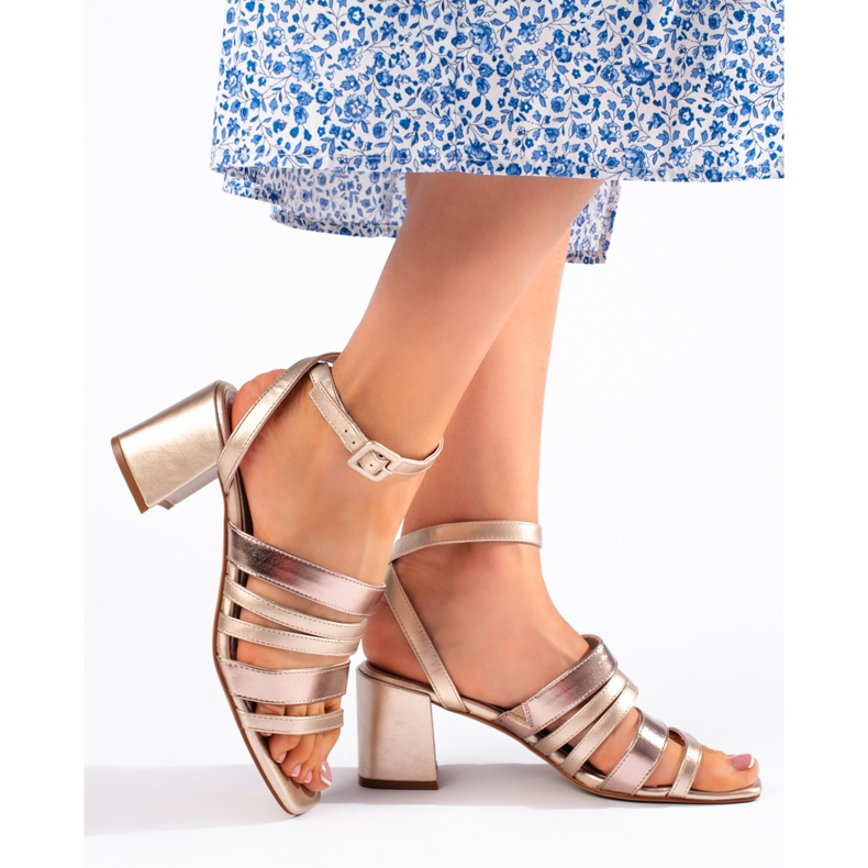 Sabrina Zlaté dámské sandály s řemínky Sergio Leone zlatý 1