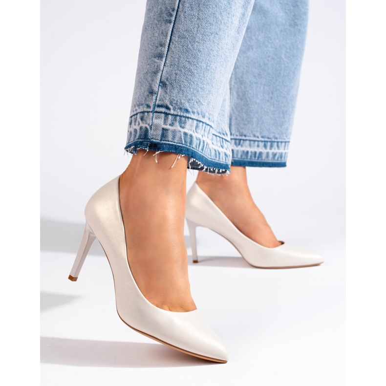 Klasické bílé dámské lodičky Sergio Leone bílý 1