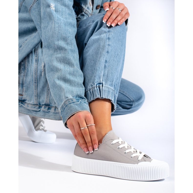 Dámské šedé tenisky na platformě šedá 2
