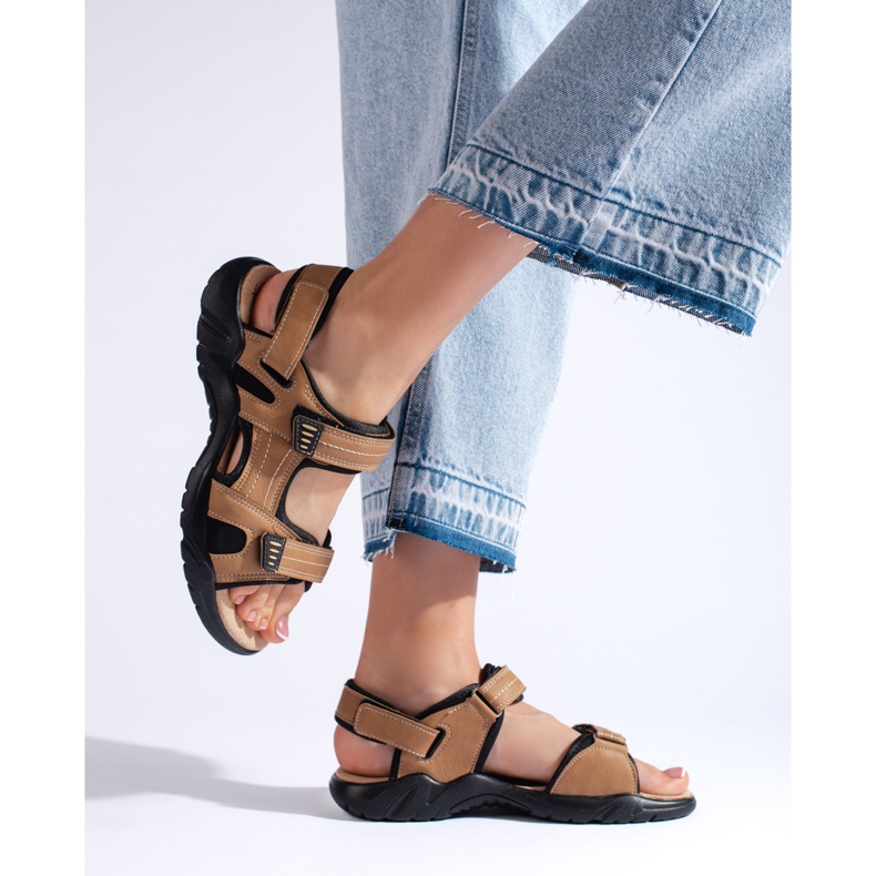 Sportovní dámské sandály hnědé barvy béžový 1
