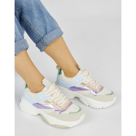 Vícebarevné dámské sportovní boty se silnou podrážkou béžový 1