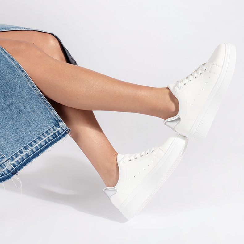 Bílé tenisky na platformě bílý 2