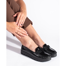 Goodin Dámské lakované boty se silnou podrážkou černý 2