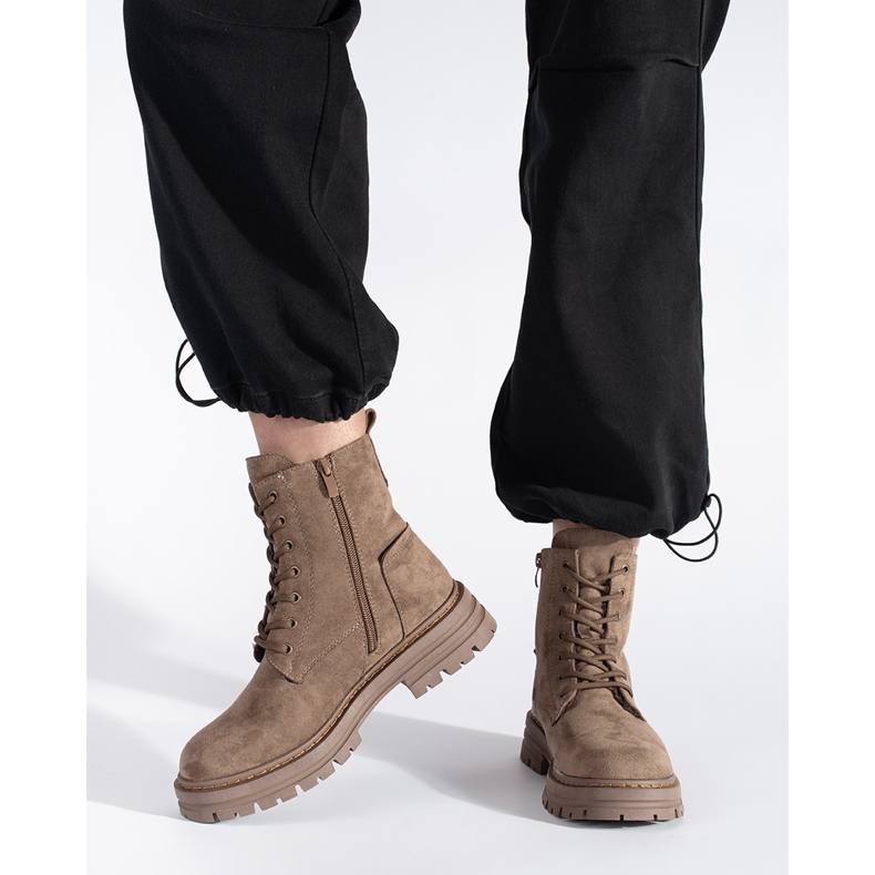 Hnědé dámské šněrovací pracovní boty od Sergio Leone hnědý 2