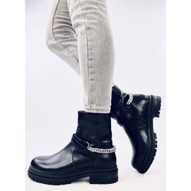 Cindy Black kotníkové boty s řetízkem černá 2