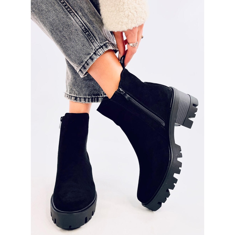 Ragga Black kotníkové boty na vysokém podpatku černá 1