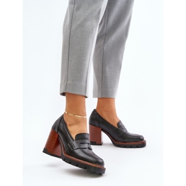 Dámské boty na vysokém podpatku vyrobené z eko kůže, černá Vinceza 58105 2