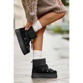 Černé Sněhule Mavora Se šněrováním Na Platformě černý 2