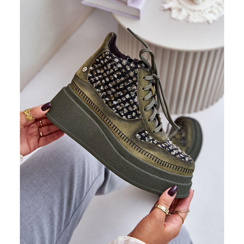 Kožené kozačky na platformě a klínku Maciejka 06759-09 Zelená 1 Kožené kozačky na platformě a klínku Maciejka 06759-09 Zelená 1