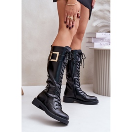 Černé zateplené boty Linnealisa s ozdobnou přezkou černá 1 Černé zateplené boty Linnealisa s ozdobnou přezkou černá 1