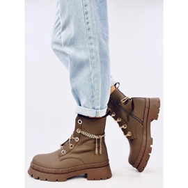 Šněrovací kozačky značky Lohan Khaki hnědý 2 Šněrovací kozačky značky Lohan Khaki hnědý 2