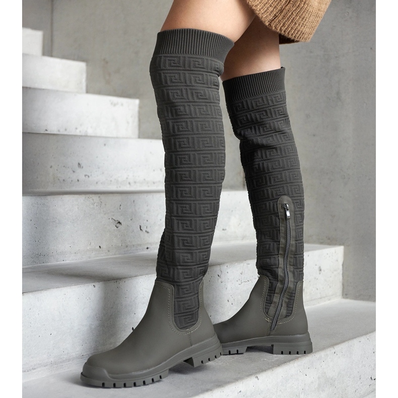 Zelené látkové kozačky s matným povrchem Scarlett zelená 1