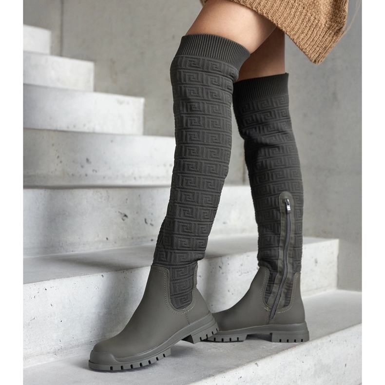 Zelené látkové kozačky s matným povrchem Scarlett zelená 2