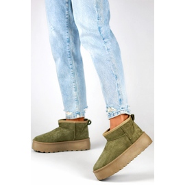 Tmavě zelené dámské sněhule se silnou podrážkou, teplé zimní dámské boty zelená 1