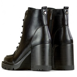 Dámské šněrovací boty na vysokém podpatku, zateplené zimní boty černá 1