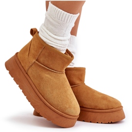 News Sněhové boty s nízkým dámským na platformě izolované velbloudí kožešinou hnědý 5