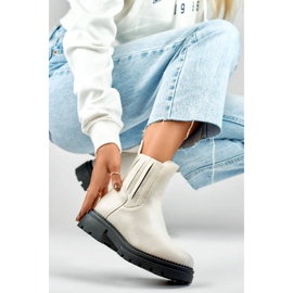 Dámské zateplené boty Chelsea, béžová 250041BE-PU béžový 1