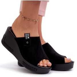 Dámské vysoké žabky na klínku Vinceza, černé černá 4