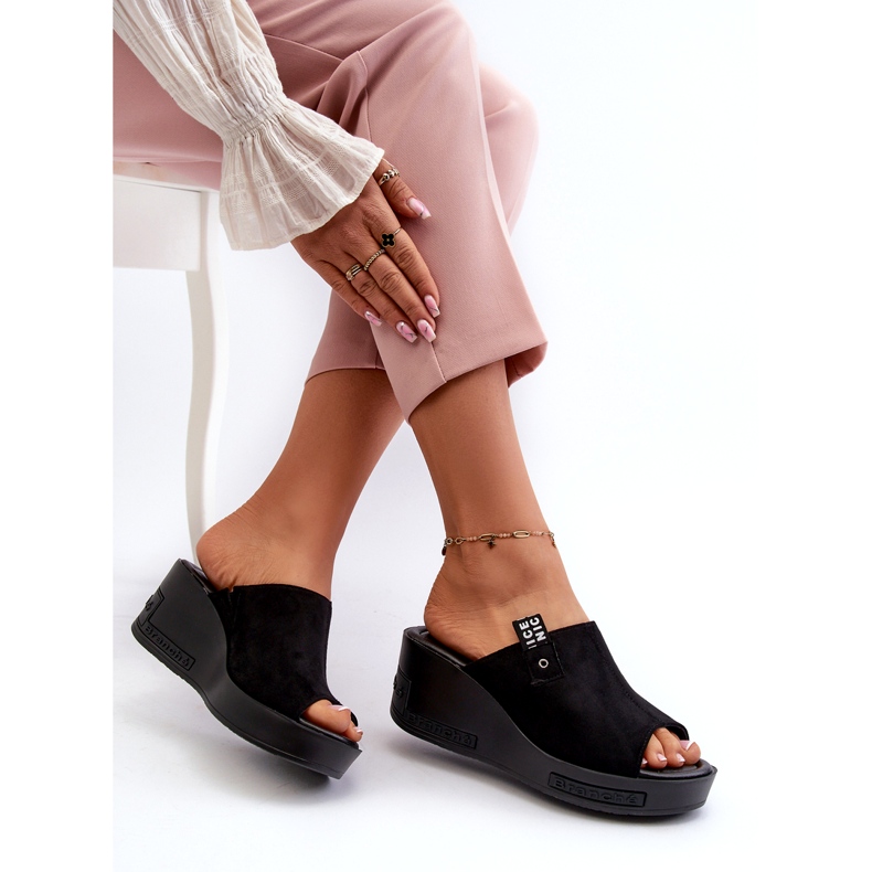 Dámské vysoké žabky na klínku Vinceza, černé černá 3