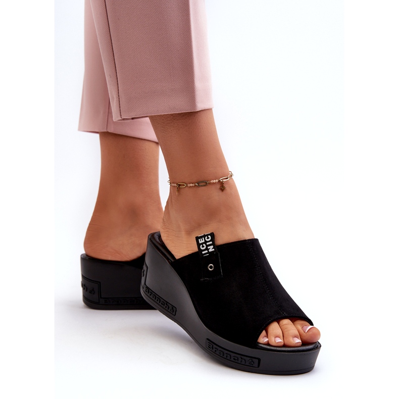 Dámské vysoké žabky na klínku Vinceza, černé černá 2