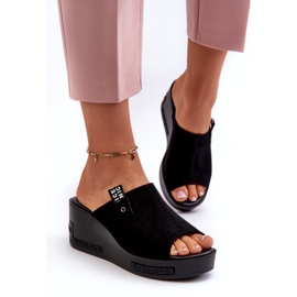 Dámské vysoké žabky na klínku Vinceza, černé černá 1