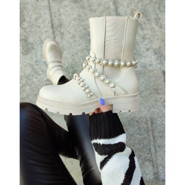 Dámské Chelsea kozačky s perlami, béžová 58090-1BE béžový 2