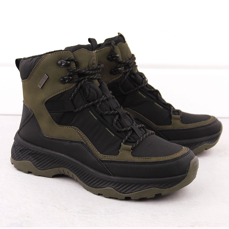 Nepromokavé, zateplené khaki pánské trekové boty Filippo MTR6654 černý 1