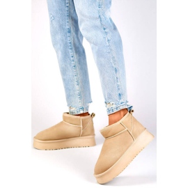 Dámské kožené kotníkové boty, semišové sněhule, béžové XF-159L.BE béžový 1 Dámské kožené kotníkové boty, semišové sněhule, béžové XF-159L.BE béžový 1