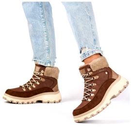 Dámské zateplené kozačky, béžové CC-44BR hnědý 1