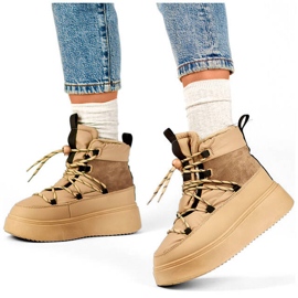 Dámské šněrovací sněhule se silnou podrážkou, béžová 24-72302BE béžový 2