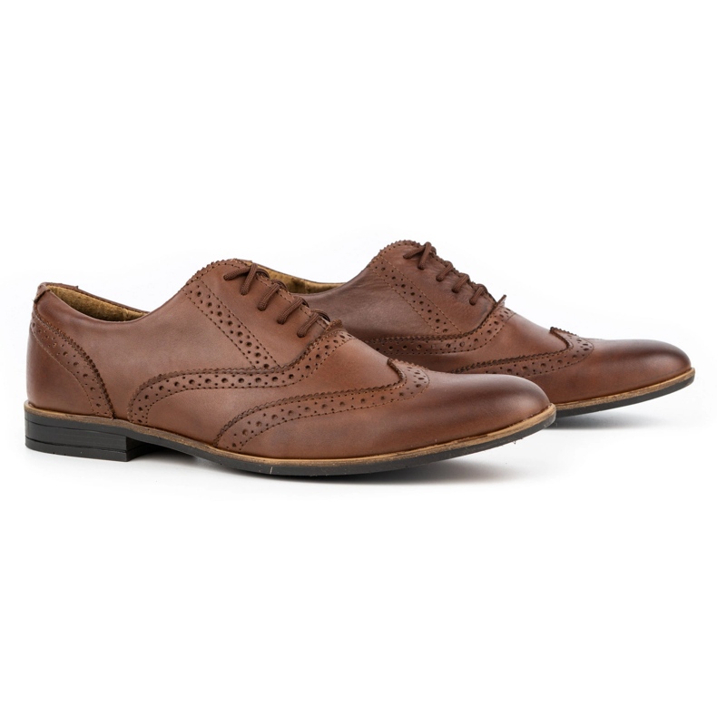 Olivier Kožené společenské boty Brogues 306GT hnědé hnědý 5