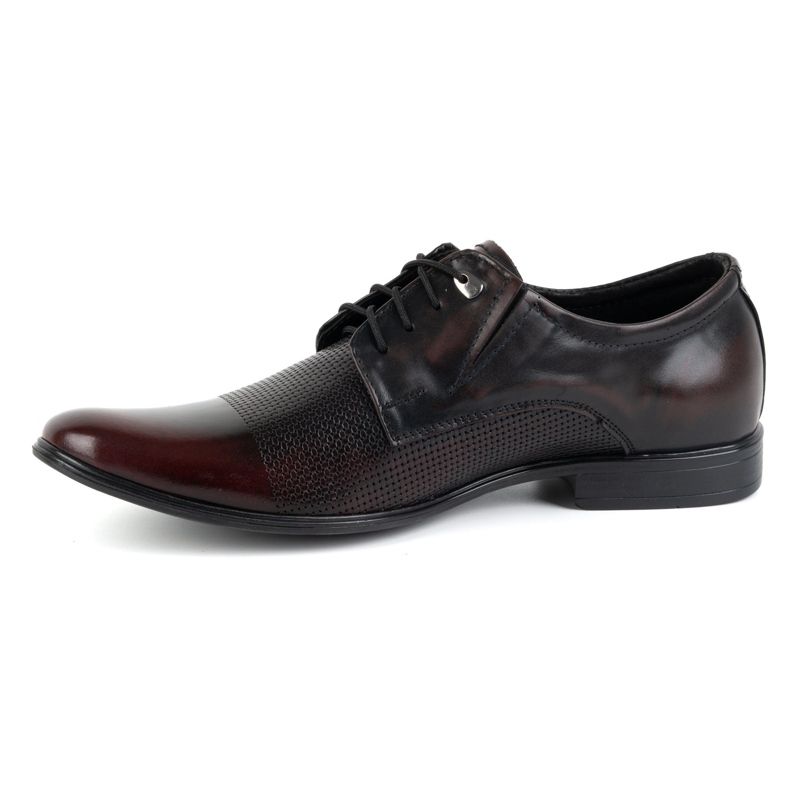 Olivier Pánské elegantní kožené boty 302T3 cherry červený 1