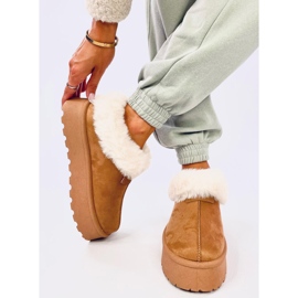 Krátké sněhule Yogi Camel s kožíškem hnědý 1