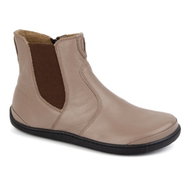 Olivier Dámské barefoot boty Chelsea se zipem, zateplené 1263, béžové béžový 1