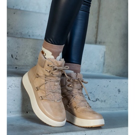 Béžové kotníkové boty Rosemarie se silnou podrážkou béžový 2