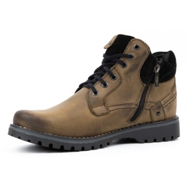 KOMODO Pánské zimní kožené boty 885 olivová zelený 1