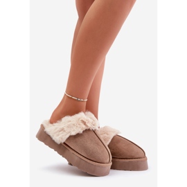 Dámské sněhule se silnou podrážkou a kožíškem, tmavě béžová Doriola béžový 1