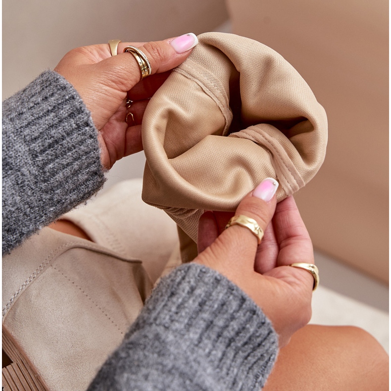 Erynn Kozačky na plochém podpatku nad kolena vyrobené z ekologického semiše, béžová Linnithia béžový 2