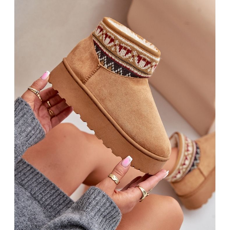 Dámské Sněhule se vzorem na platformě Camel Avatharia hnědý 2