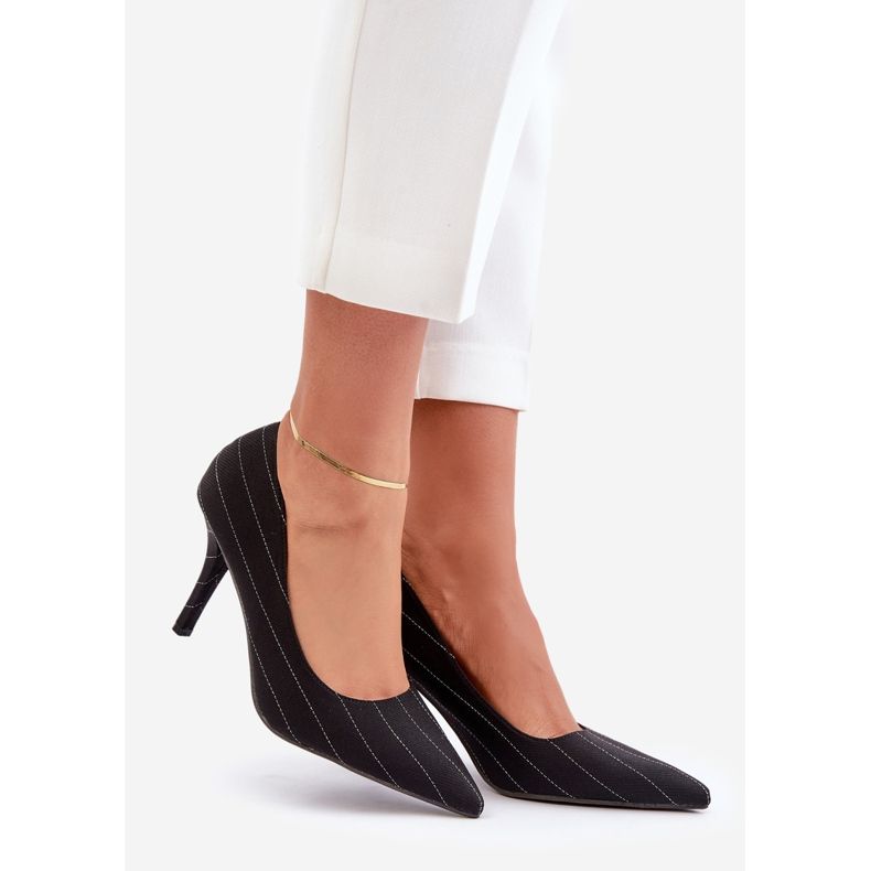 Černé dámské pruhované vysoké podpatky Tifidra černá 1