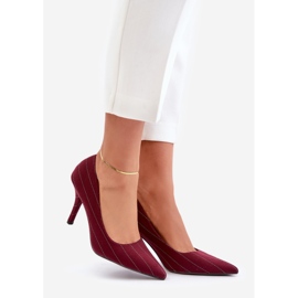 Vínové dámské pruhované vysoké podpatky Tifidra červené 1 Vínové dámské pruhované vysoké podpatky Tifidra červené 1