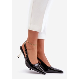 Patentované vysoké podpatky s otevřeným podpatkem, černá Filona 1