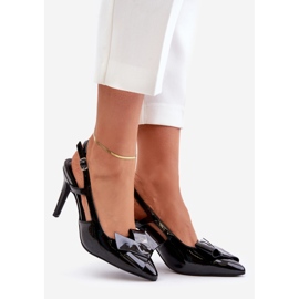 Černé patentované vysoké podpatky Auroravia s otevřenou patou černá 1 Černé patentované vysoké podpatky Auroravia s otevřenou patou černá 1